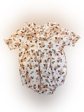 Rylee + Cru Girls 3-6 Months LIV BUBBLE ROMPER HARVEST ROSE Long Sleeve Floral